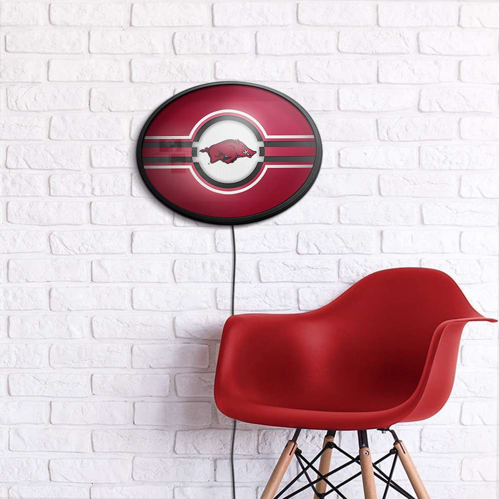 Arkansas Razorbacks Oval Slimline Lighted Wall Sign - Red