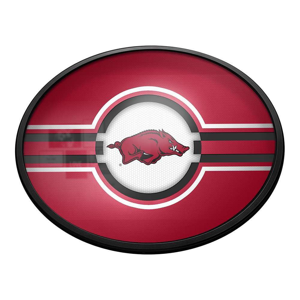 Arkansas Razorbacks Oval Slimline Lighted Wall Sign - Red | The Fan-Brand | NCARKR-140-01A