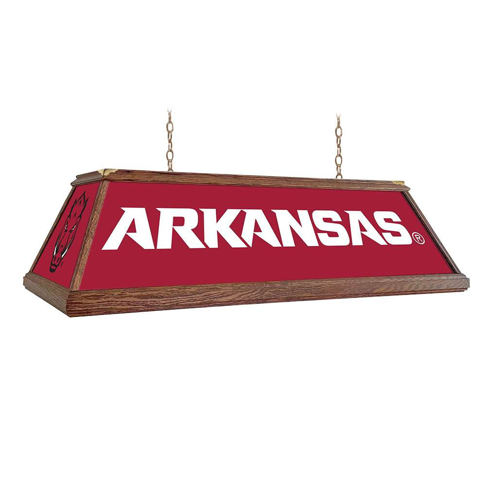 Arkansas Razorbacks Premium Wood Pool Table Light - Red | The Fan-Brand | NCARKR-330-01B