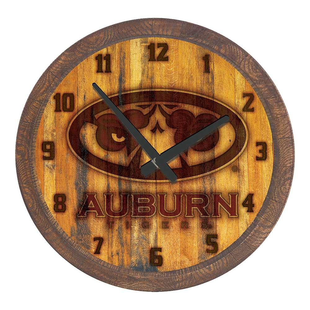 Auburn Tigers Branded Faux Barrel Top Wall Clock | The Fan-Brand | NCAUBT-560-04