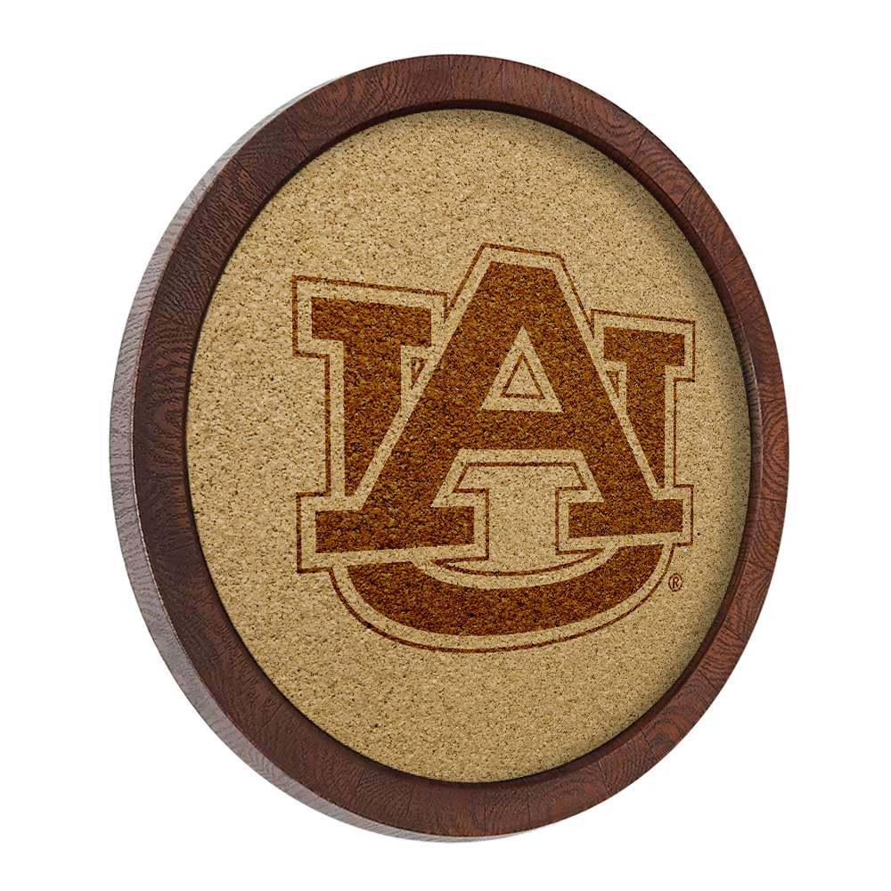 Auburn Tigers Faux Barrel Framed Cork Board - Monochrome Logo