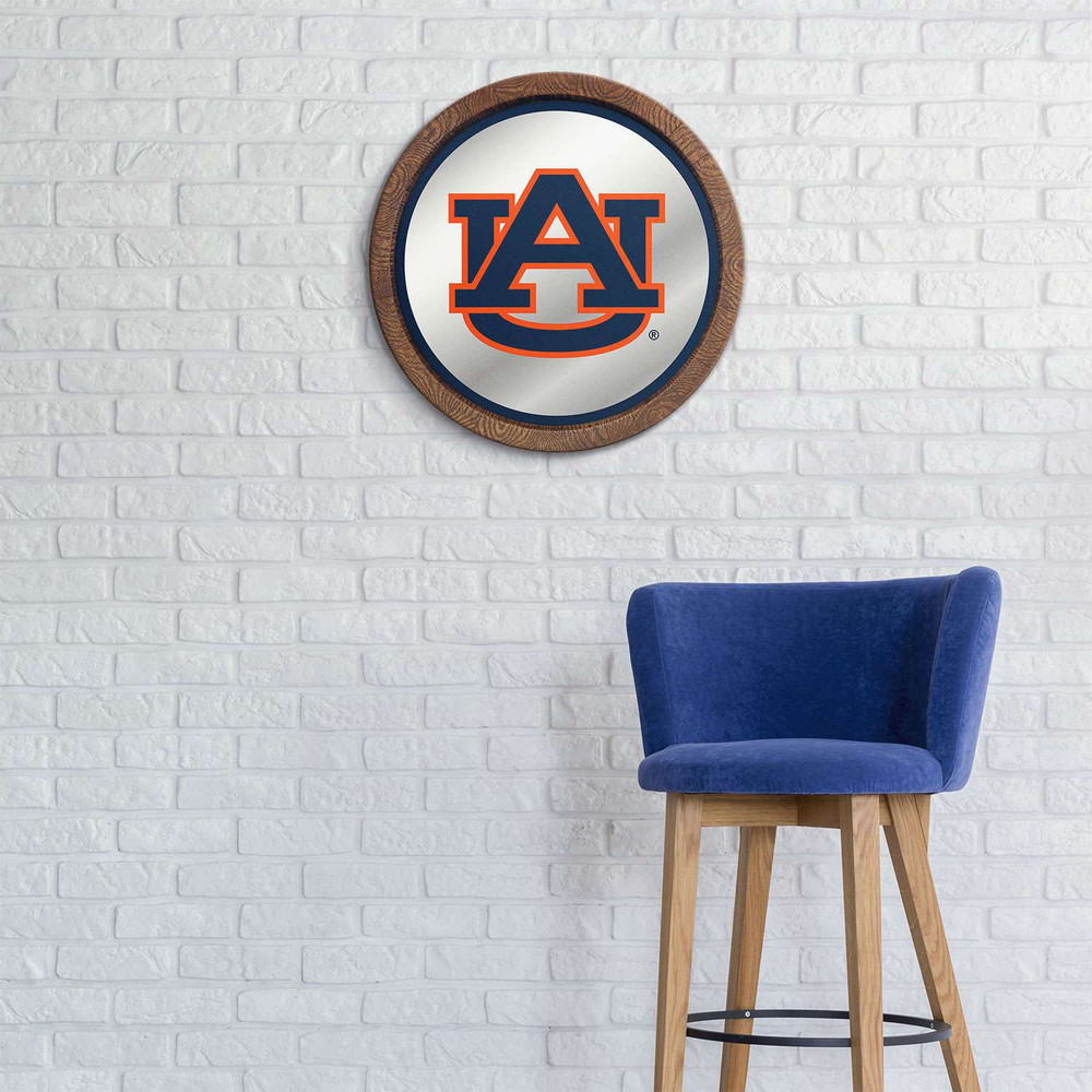 Auburn Tigers Faux Barrel Top Mirrored Wall Sign - Blue Edge