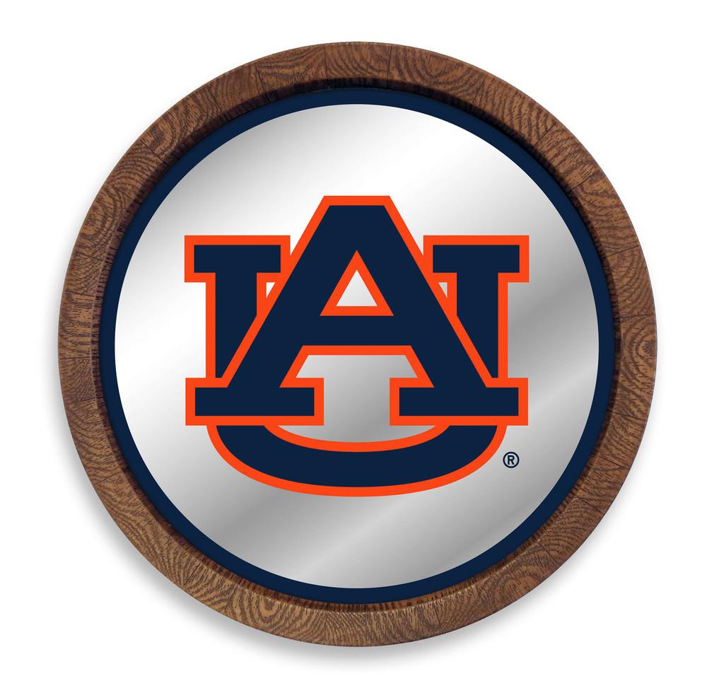 Auburn Tigers Faux Barrel Top Mirrored Wall Sign - Blue Edge | The Fan-Brand | NCAUBT-245-01A