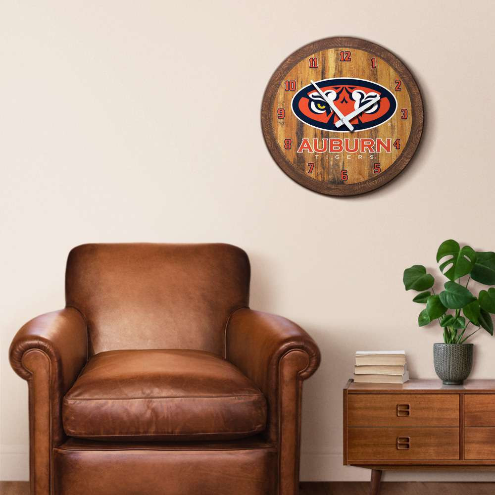 Auburn Tigers Faux Barrel Top Wall Clock