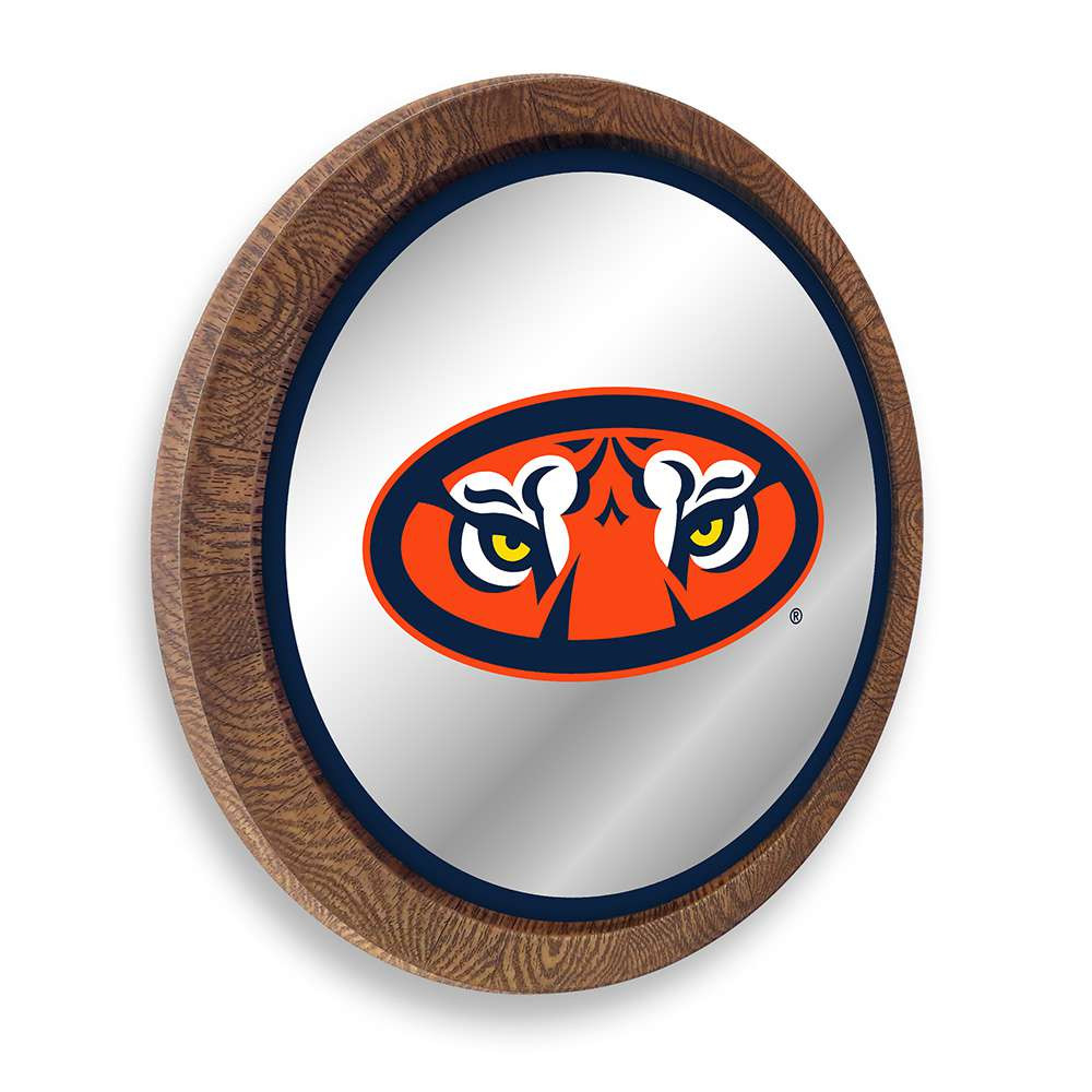 Auburn Tigers Mascot - Faux Barrel Top Mirrored Wall Sign - Blue Edge