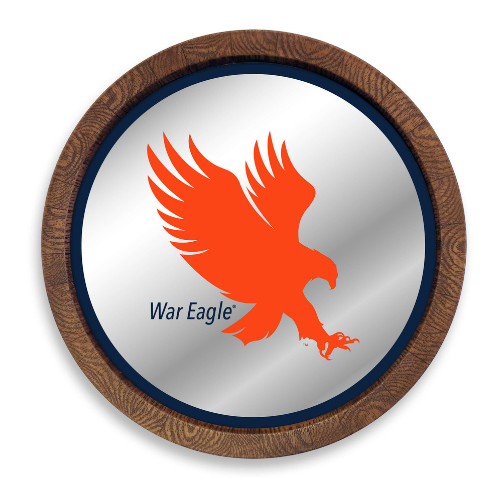 Auburn Tigers Mascot - Faux Barrel Top Mirrored Wall Sign - Blue Edge | The Fan-Brand | NCAUBT-245-03A