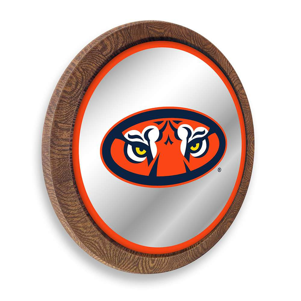 Auburn Tigers Mascot - Faux Barrel Top Mirrored Wall Sign - Orange Edge