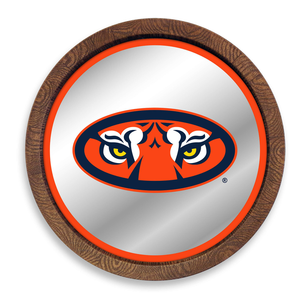 Auburn Tigers Mascot - Faux Barrel Top Mirrored Wall Sign - Orange Edge | The Fan-Brand | NCAUBT-245-02B