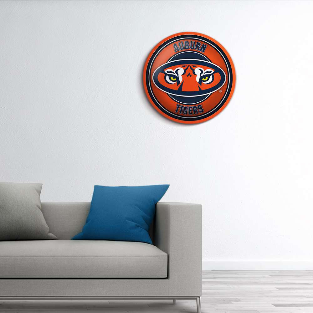 Auburn Tigers Tiger Eyes -Modern Disc Wall Sign - Orange Frame