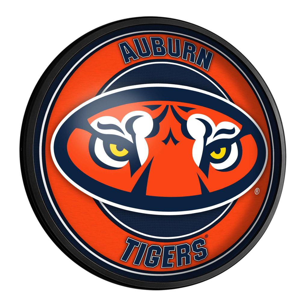 Auburn Tigers Tiger Eyes -Round Slimline Lighted Wall Sign | The Fan-Brand | NCAUBT-130-02