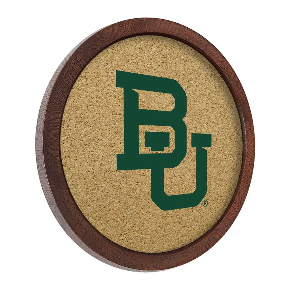Baylor Bears Faux Barrel Framed Cork Board - Color Logo