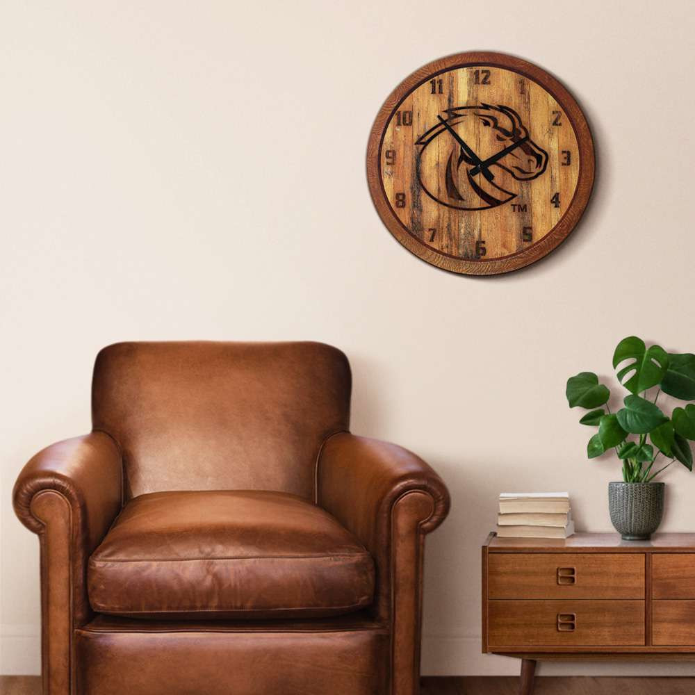 Boise State Broncos Branded Faux Barrel Top Wall Clock