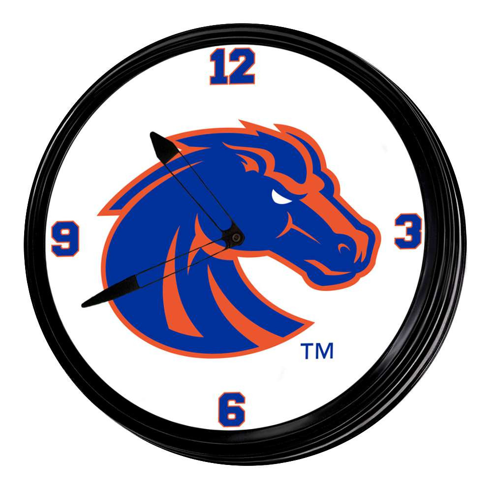 Boise State Broncos Retro Lighted Wall Clock - Blue / Orange | The Fan-Brand | NCBOIS-550-01A