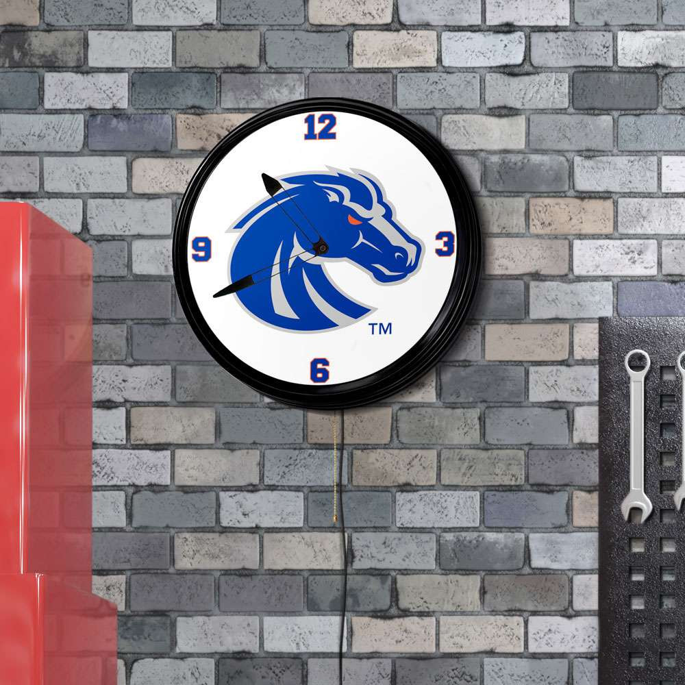 Boise State Broncos Retro Lighted Wall Clock - Blue / White