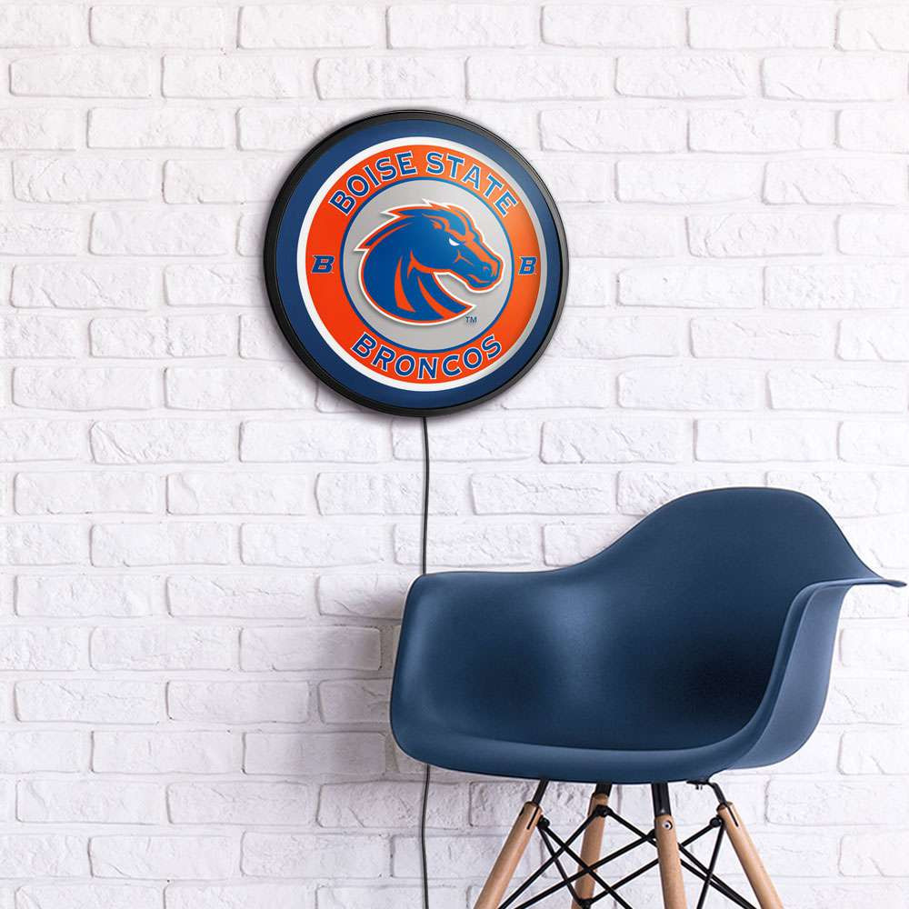 Boise State Broncos Round Slimline Lighted Wall Sign