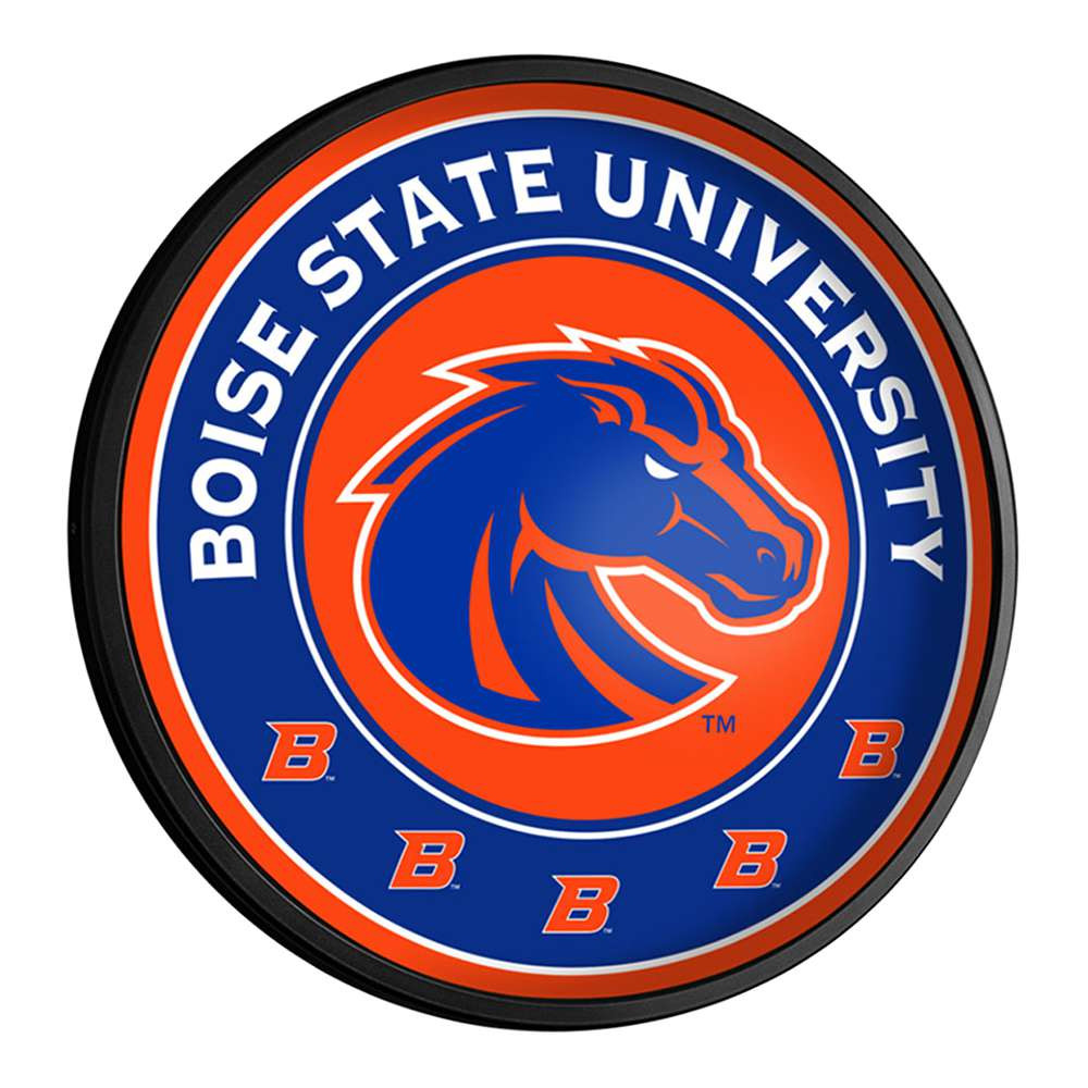 Boise State Broncos Round Slimline Lighted Wall Sign | The Fan-Brand | NCBOIS-130-02