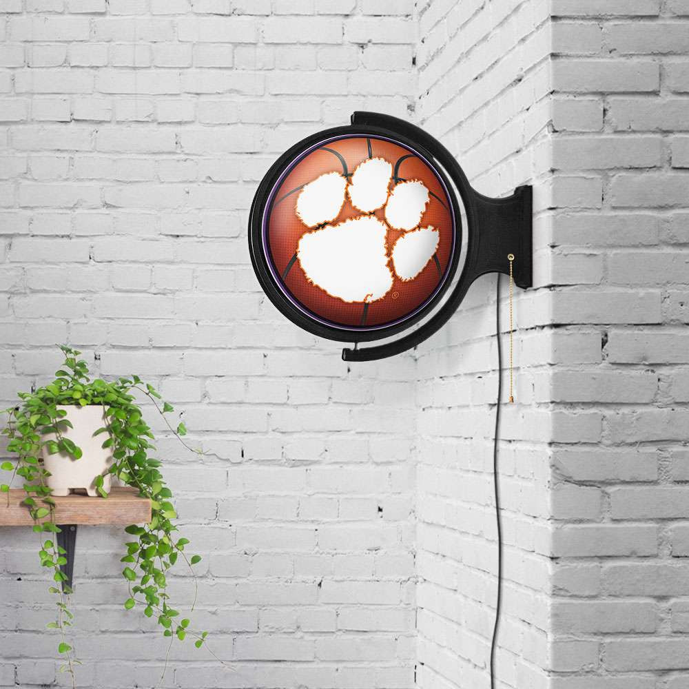 Clemson Tigers Basketball - Original Round Rotating Lighted Wall Sign