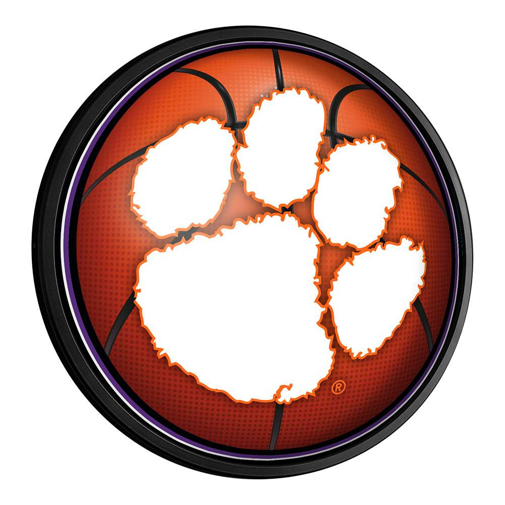 Clemson Tigers Basketball - Round Slimline Lighted Wall Sign | The Fan-Brand | NCCLEM-130-11