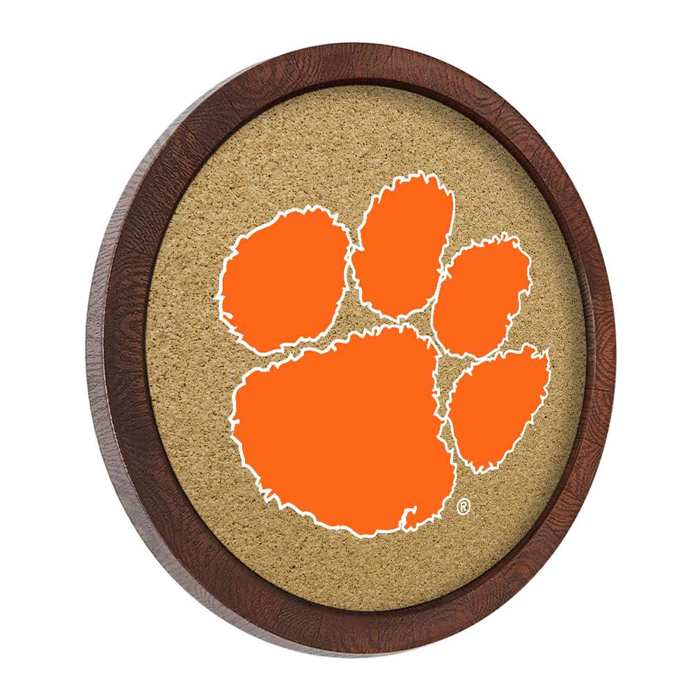 Clemson Tigers Faux Barrel Framed Cork Board