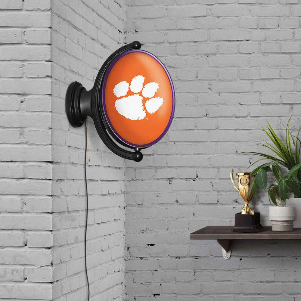 Clemson Tigers Original Oval Rotating Lighted Wall Sign - Orange