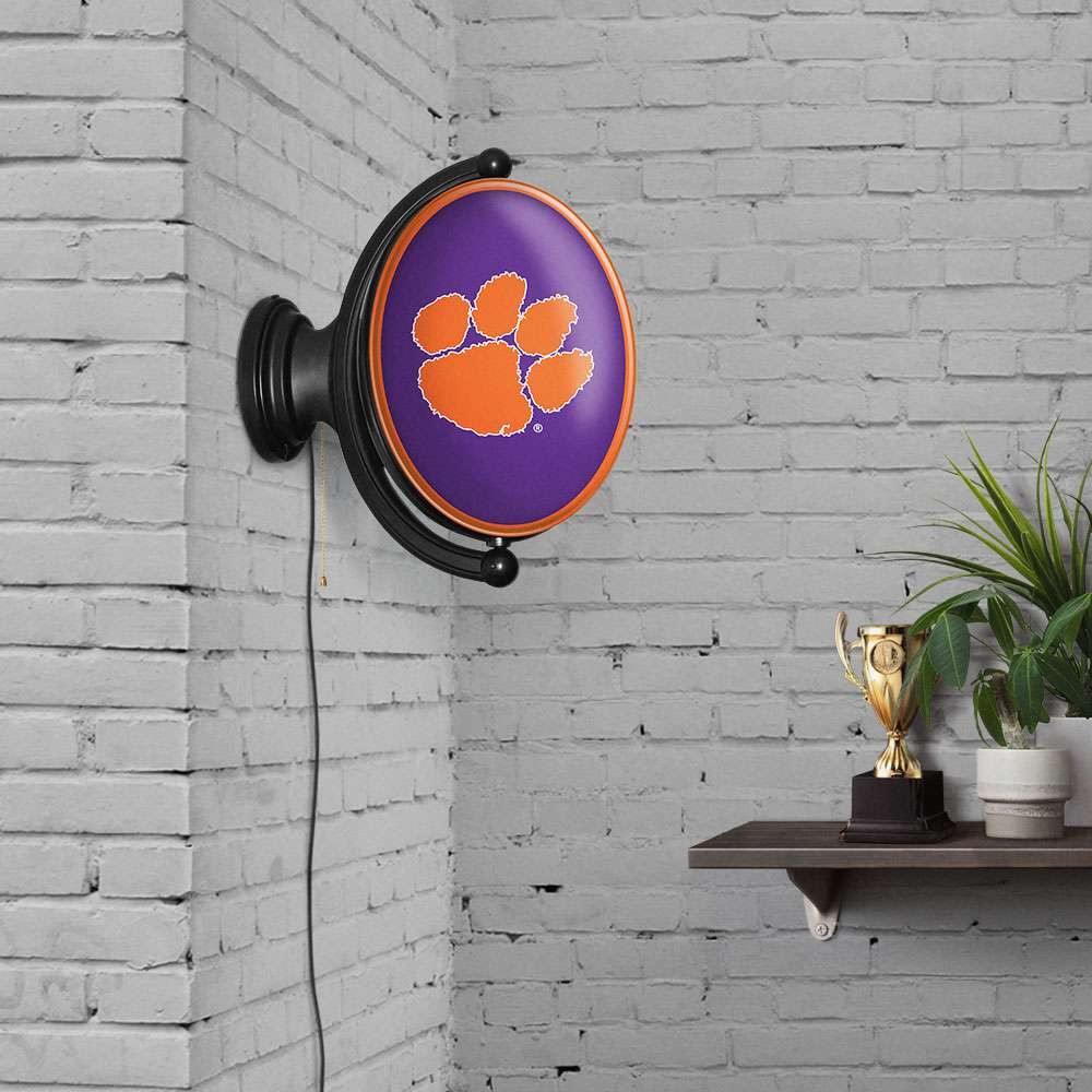 Clemson Tigers Original Oval Rotating Lighted Wall Sign - Purple