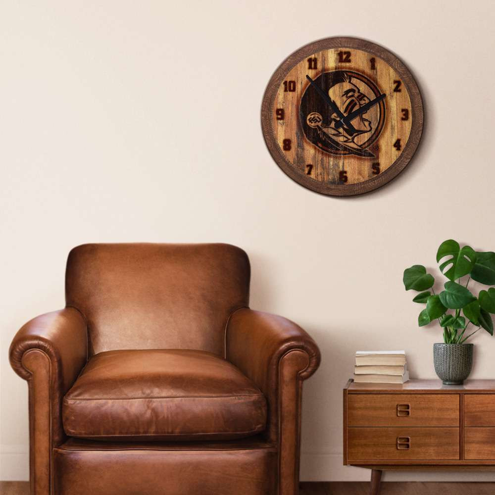 Florida State Seminoles Branded Faux Barrel Top Wall Clock