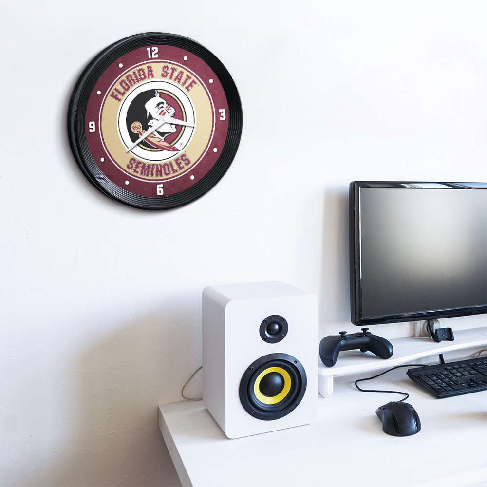 Florida State Seminoles Ribbed Frame Wall Clock