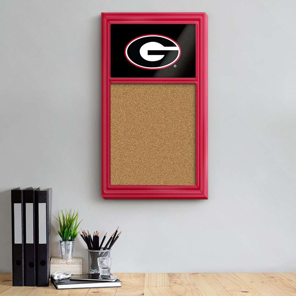 Georgia Bulldogs Cork Note Board - Red Frame / Black