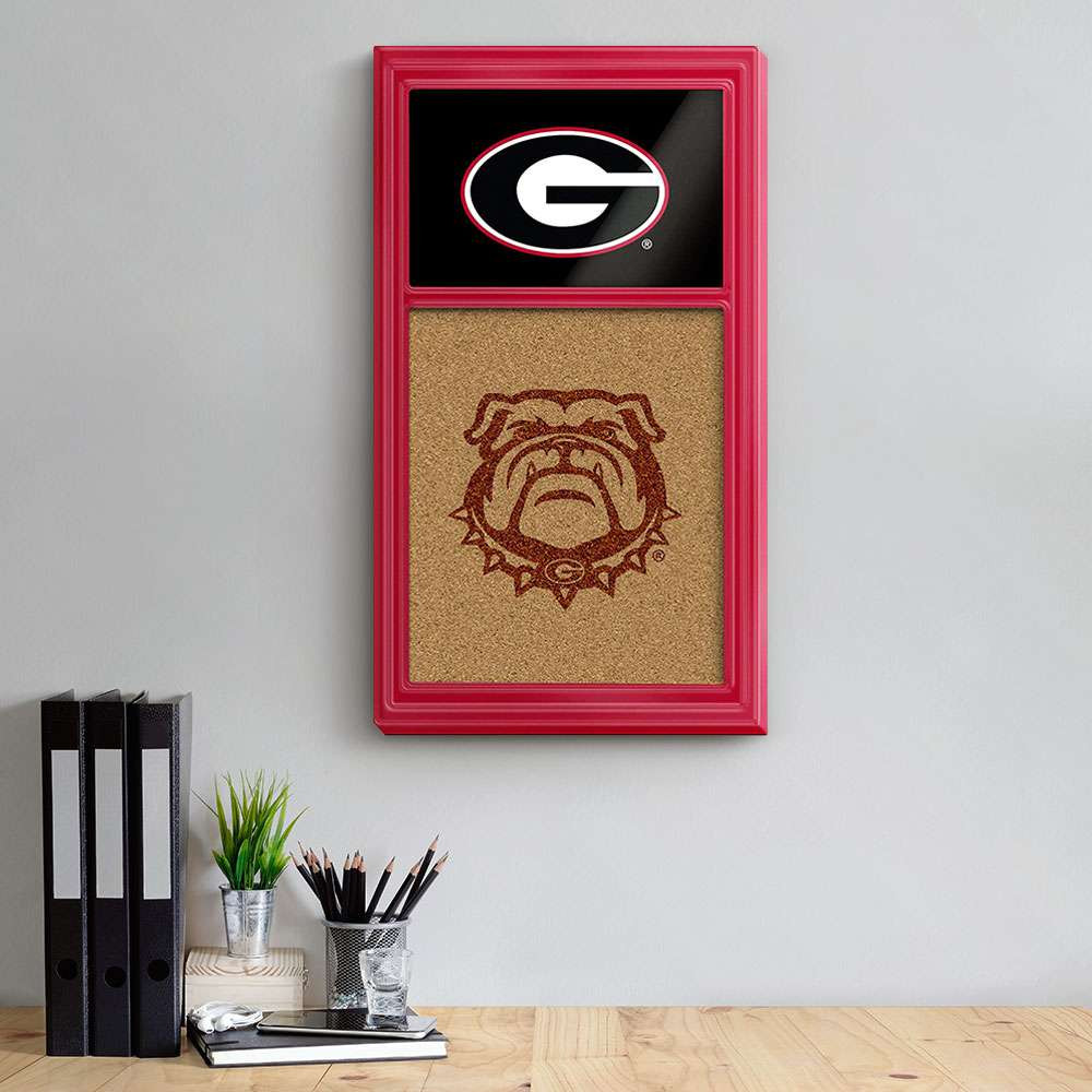 Georgia Bulldogs Cork Note Board 2 - Red Frame / Black