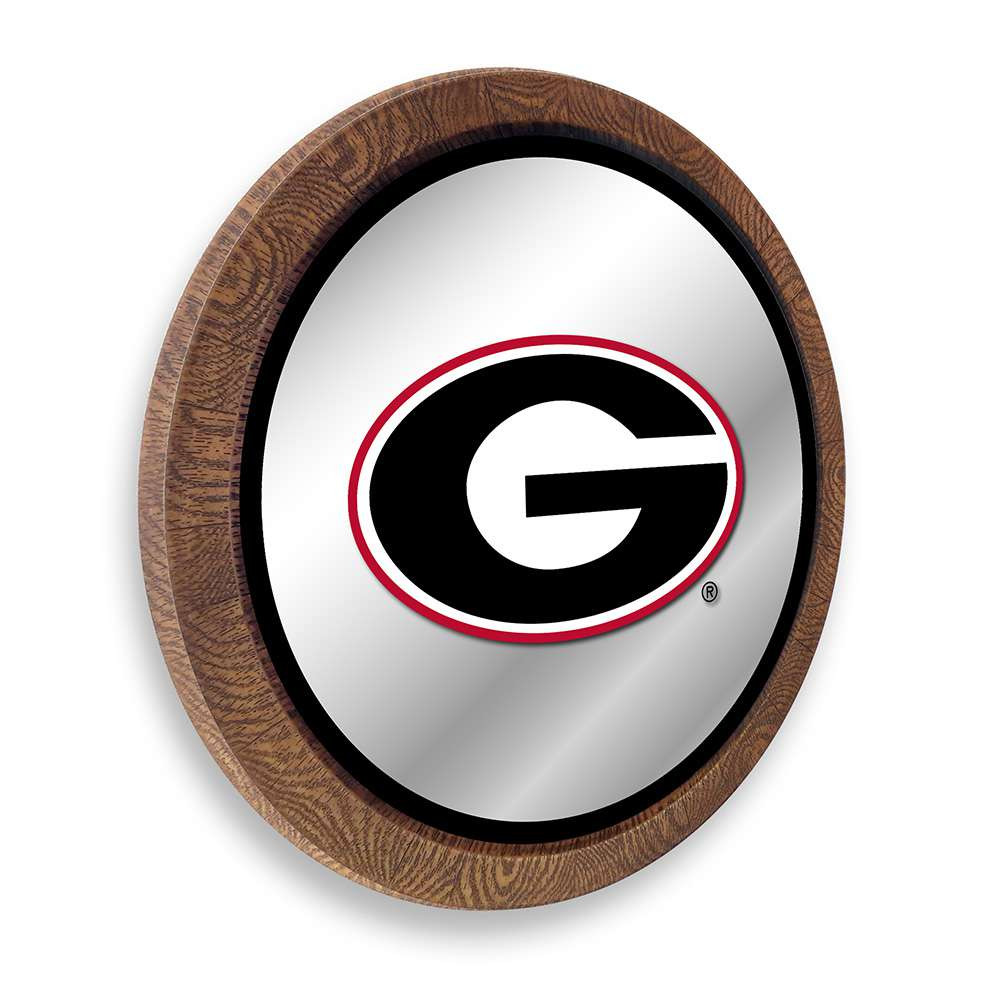 Georgia Bulldogs Faux Barrel Top Mirrored Wall Sign - Black Edge