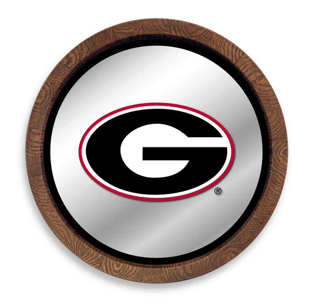 Georgia Bulldogs Faux Barrel Top Mirrored Wall Sign - Black Edge | The Fan-Brand | NCGEOR-245-01B