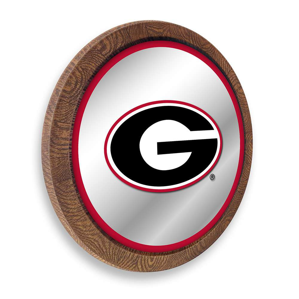 Georgia Bulldogs Faux Barrel Top Mirrored Wall Sign - Red Edge
