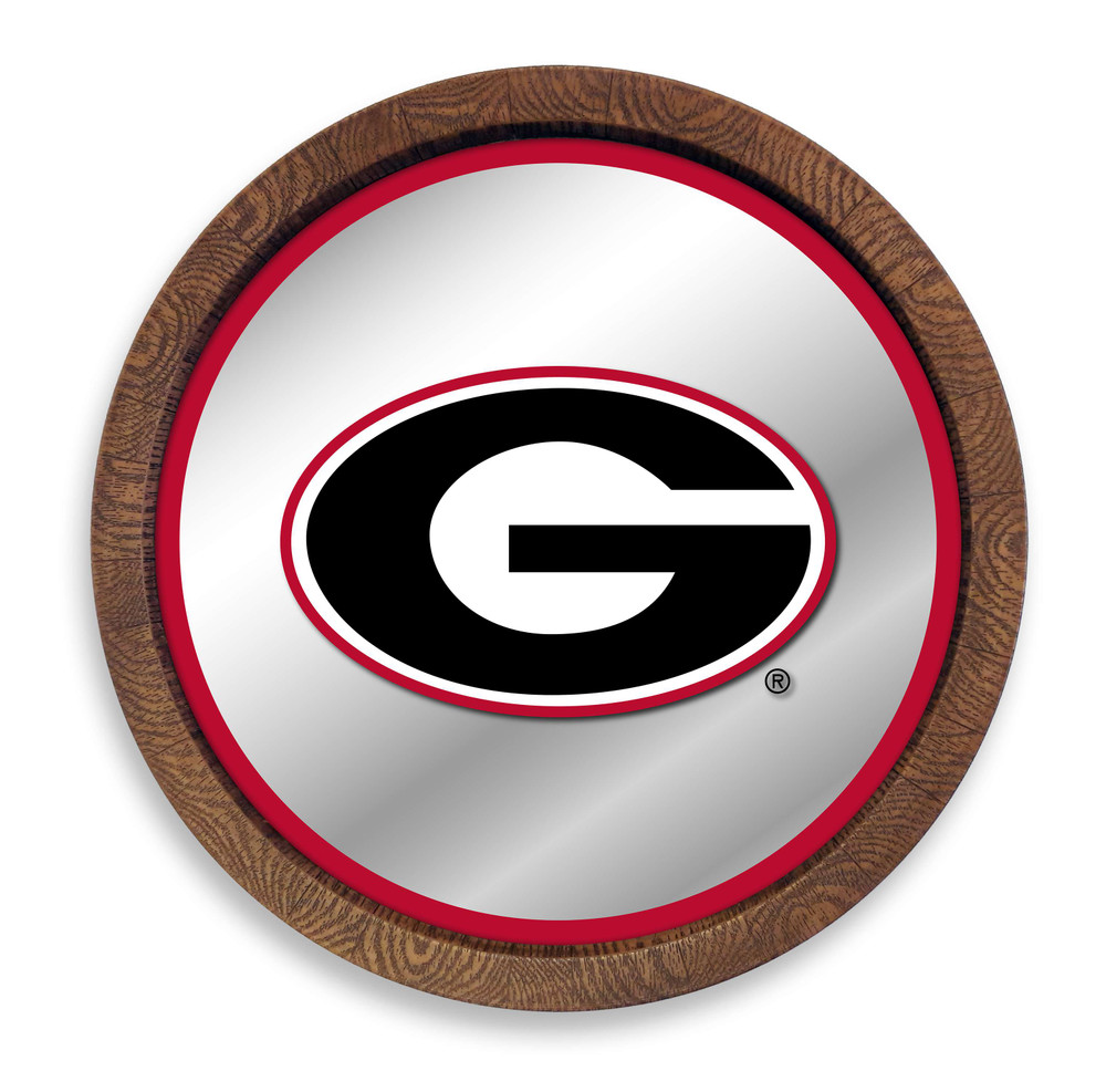 Georgia Bulldogs Faux Barrel Top Mirrored Wall Sign - Red Edge | The Fan-Brand | NCGEOR-245-01A