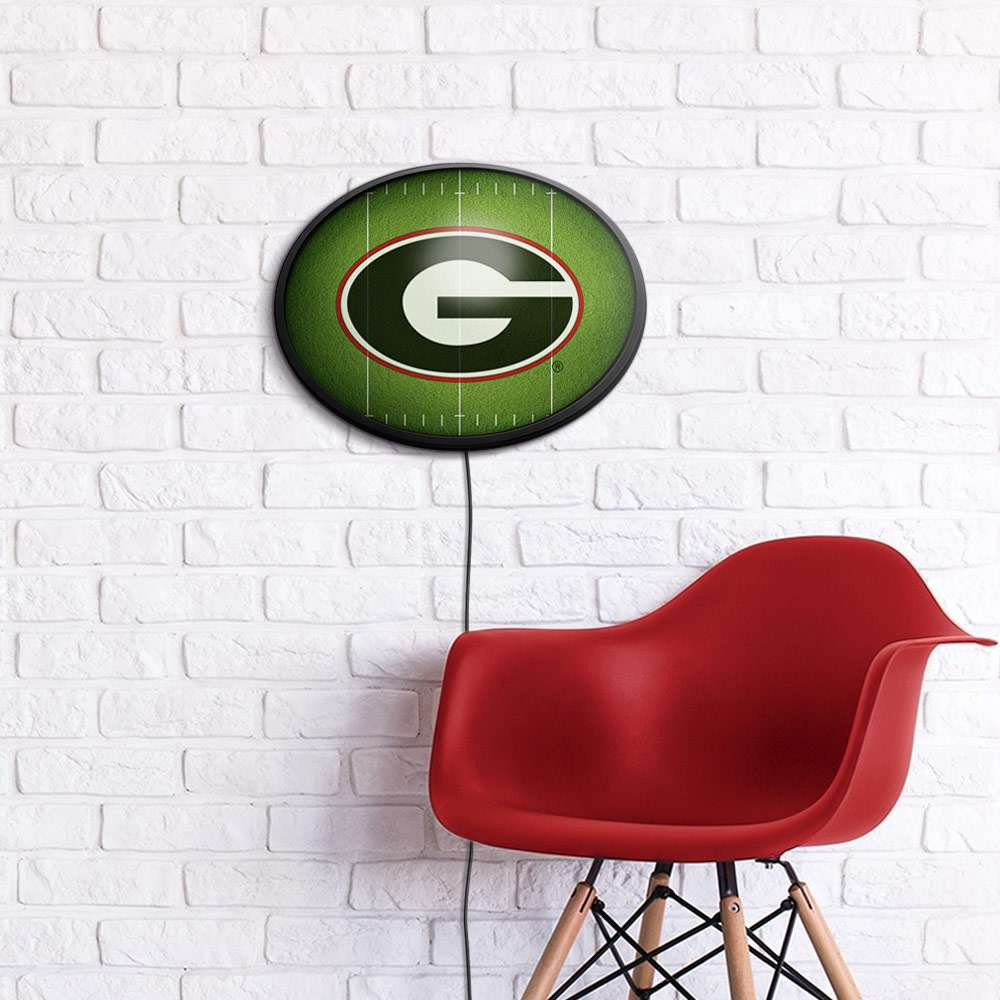 Georgia Bulldogs On the 50 - Oval Slimline Lighted Wall Sign