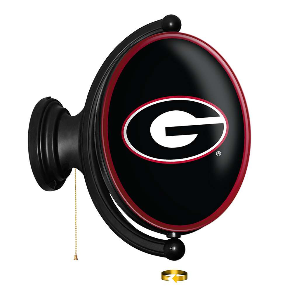 Georgia Bulldogs Original Oval Rotating Lighted Wall Sign - Black | The Fan-Brand | NCGEOR-125-01A