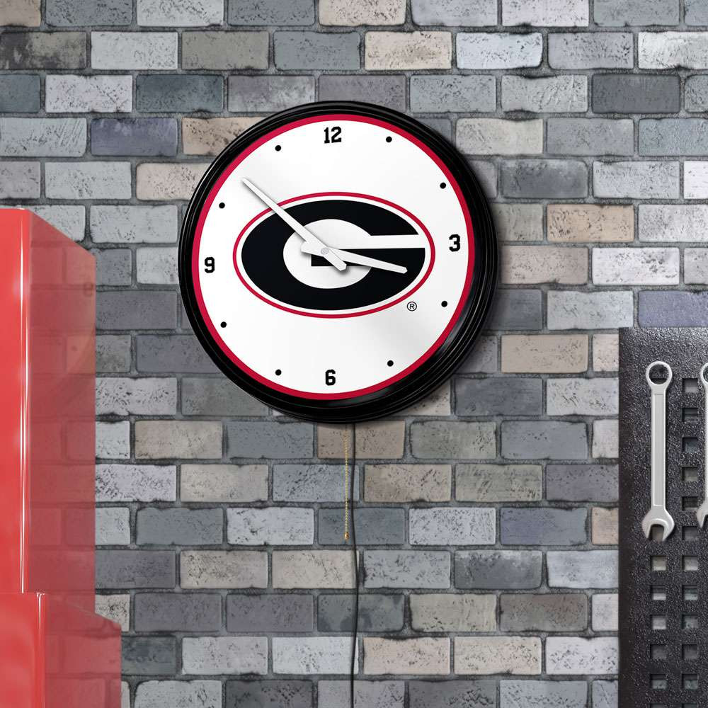 Georgia Bulldogs Retro Lighted Wall Clock