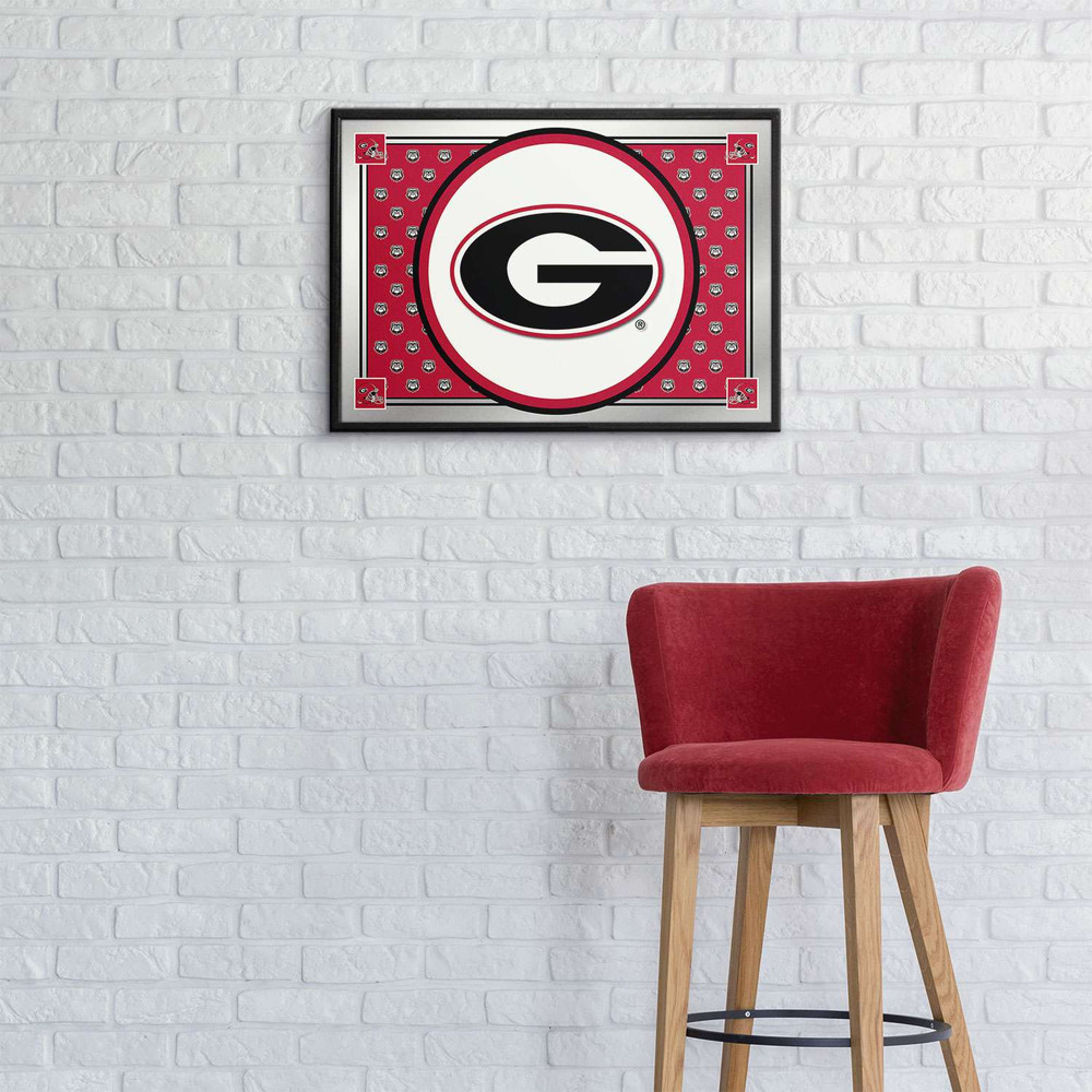 Georgia Bulldogs Team Spirit - Framed Mirrored Wall Sign - Red