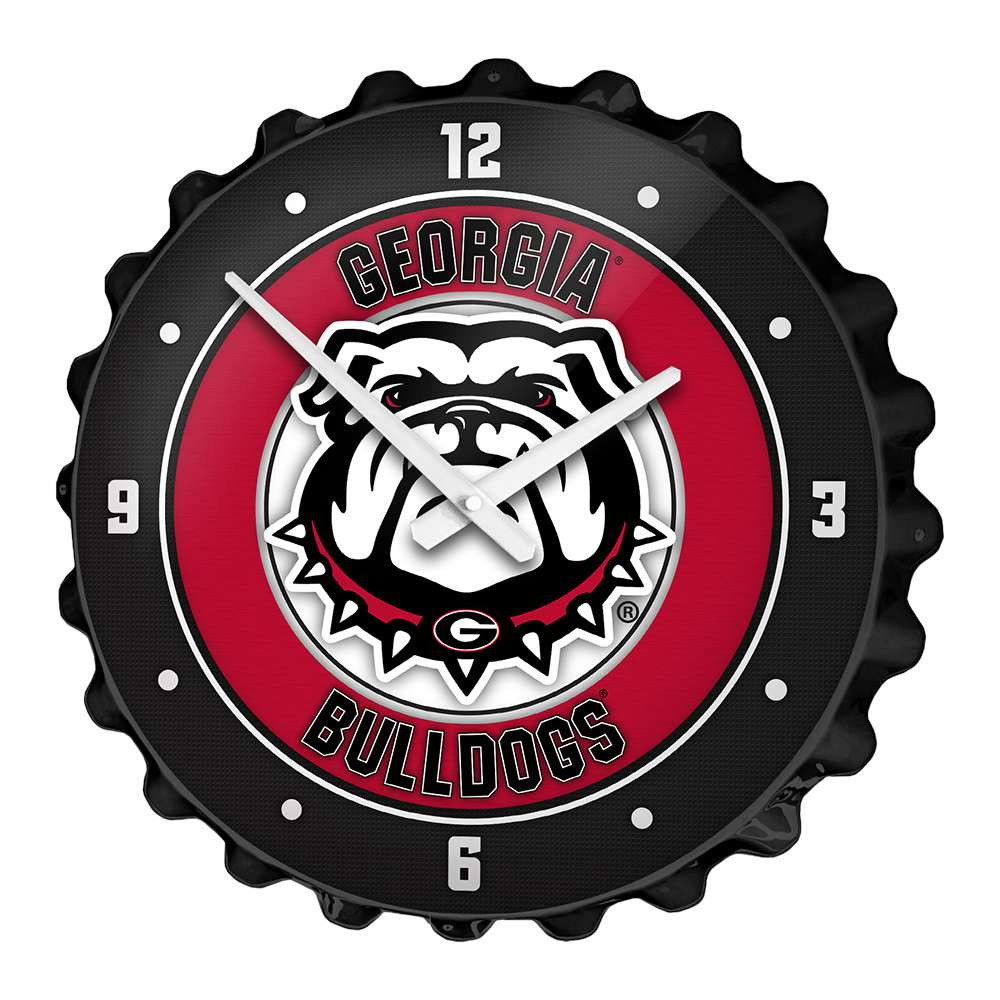 Georgia Bulldogs Uga - Bottle Cap Wall Clock - Black | The Fan-Brand | NCGEOR-540-02A