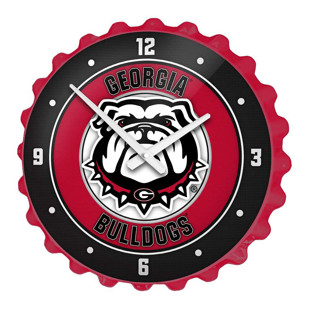 Georgia Bulldogs Uga - Bottle Cap Wall Clock - Red | The Fan-Brand | NCGEOR-540-02B