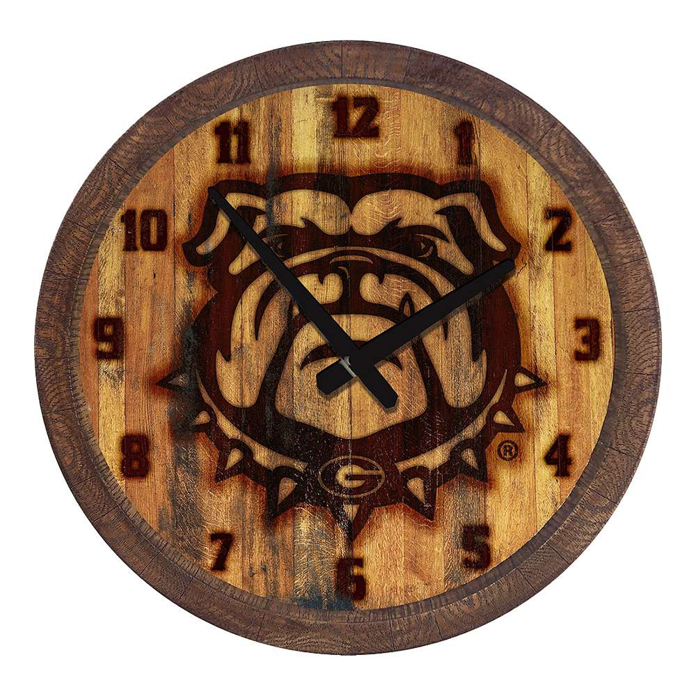 Georgia Bulldogs Uga - Branded Faux Barrel Top Wall Clock | The Fan-Brand | NCGEOR-560-05