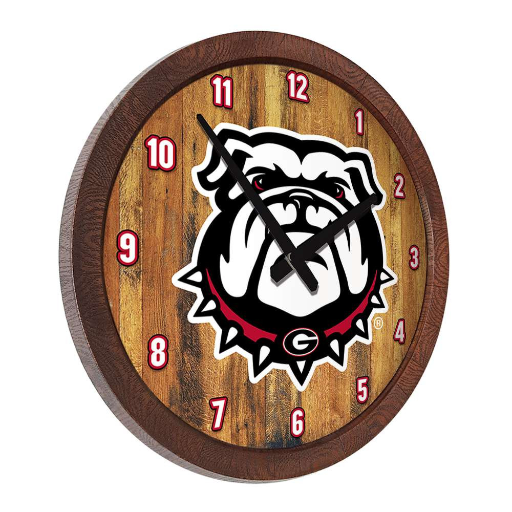 Georgia Bulldogs Uga - Faux Barrel Top Wall Clock