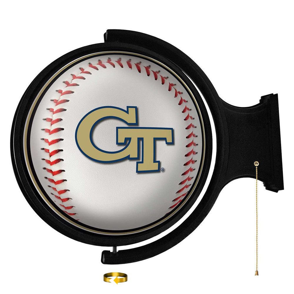 Georgia Tech Yellow Jackets Baseball - Round Rotating Lighted Wall Sign | The Fan-Brand | NCGTYJ-115-31