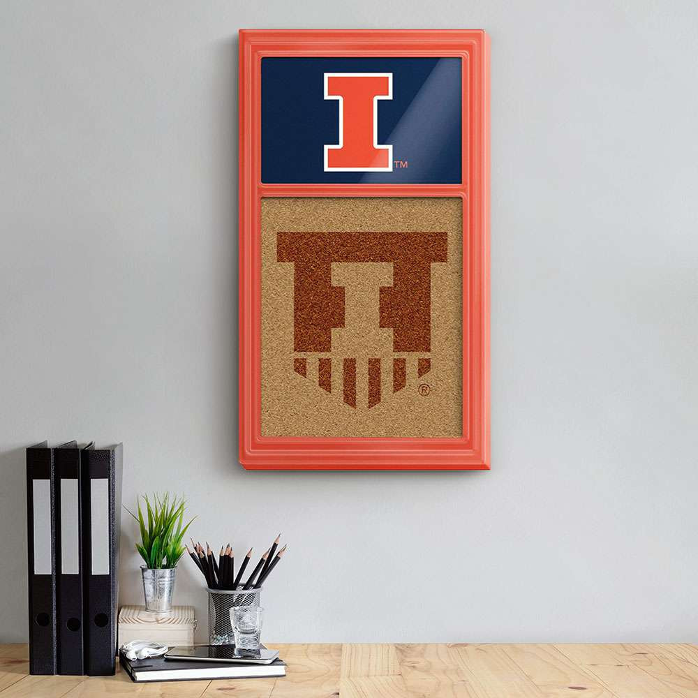 Illinois Fighting Illini Dual Logo - Cork Note Board