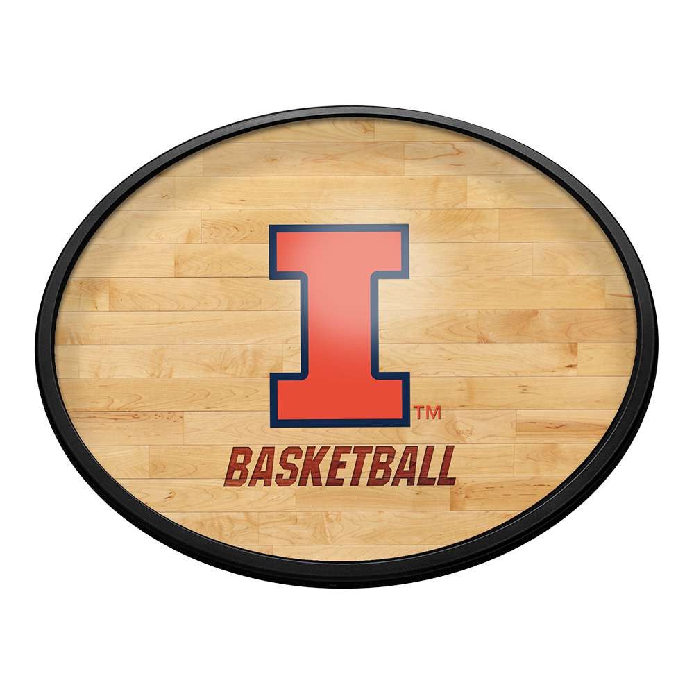 Illinois Fighting Illini Hardwood - Oval Slimline Lighted Wall Sign | The Fan-Brand | NCILLI-140-12