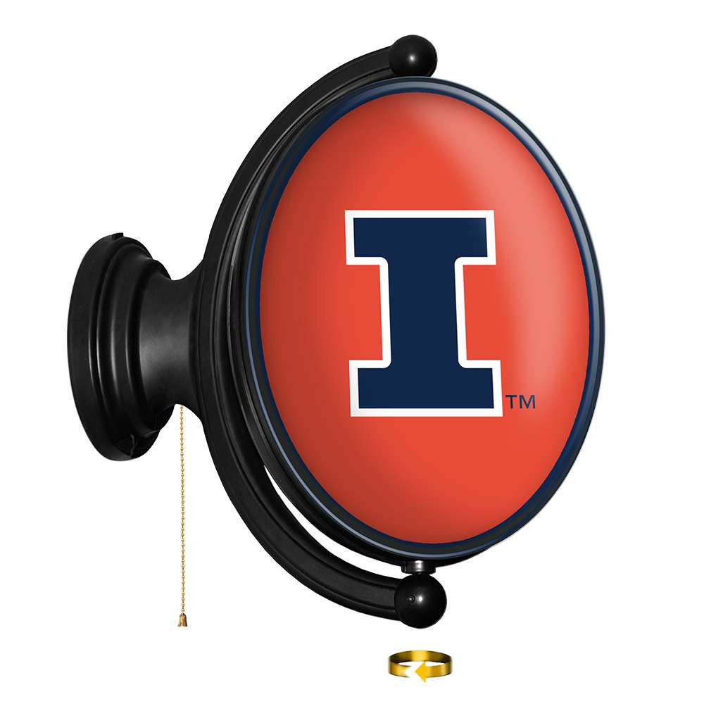 Illinois Fighting Illini Original Oval Rotating Lighted Wall Sign - Orange | The Fan-Brand | NCILLI-125-01B