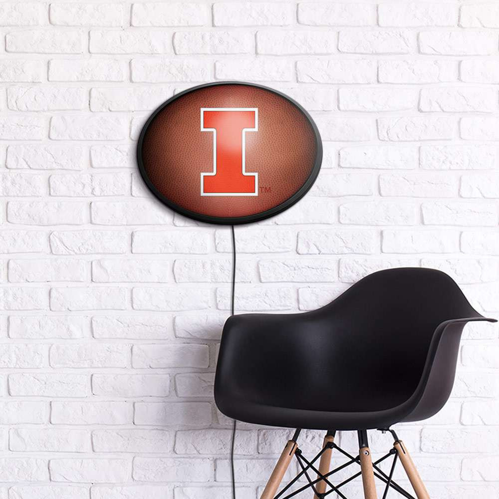 Illinois Fighting Illini Pigskin - Oval Slimline Lighted Wall Sign