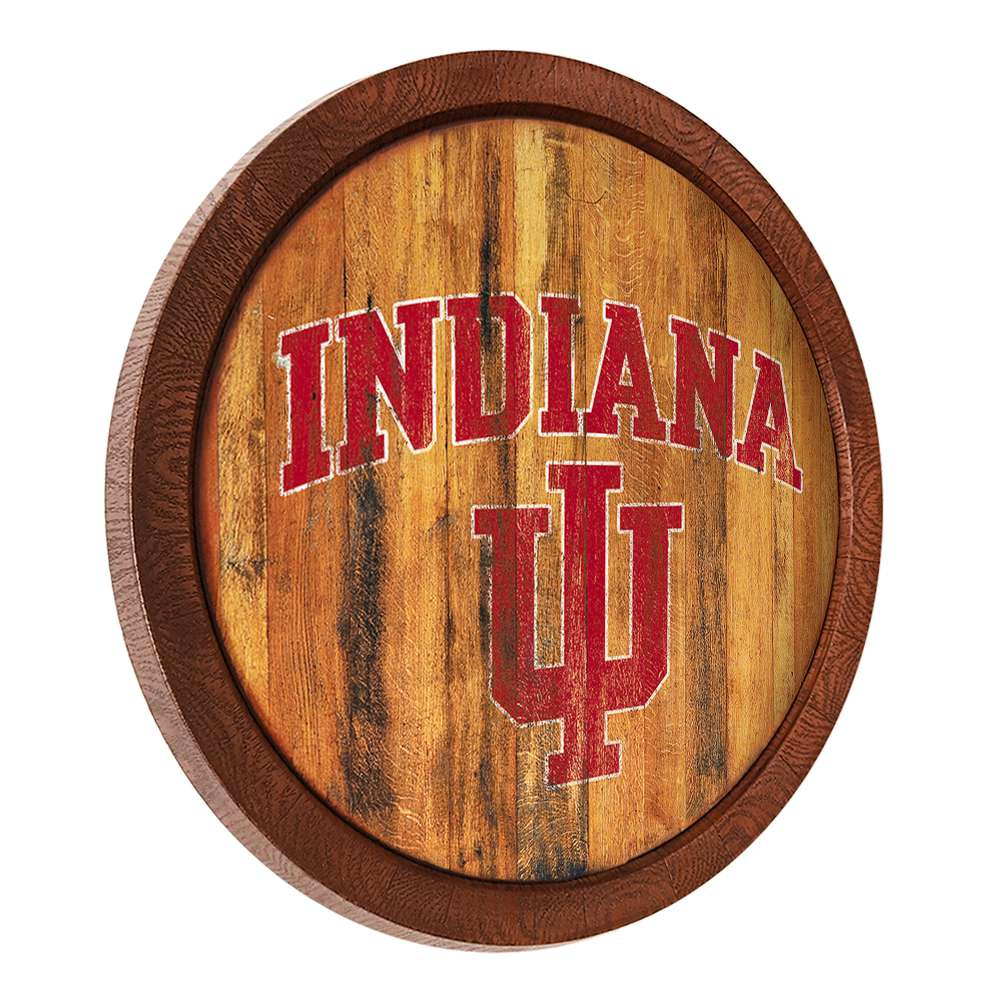 Indiana Hoosiers Weathered Faux Barrel Top Sign