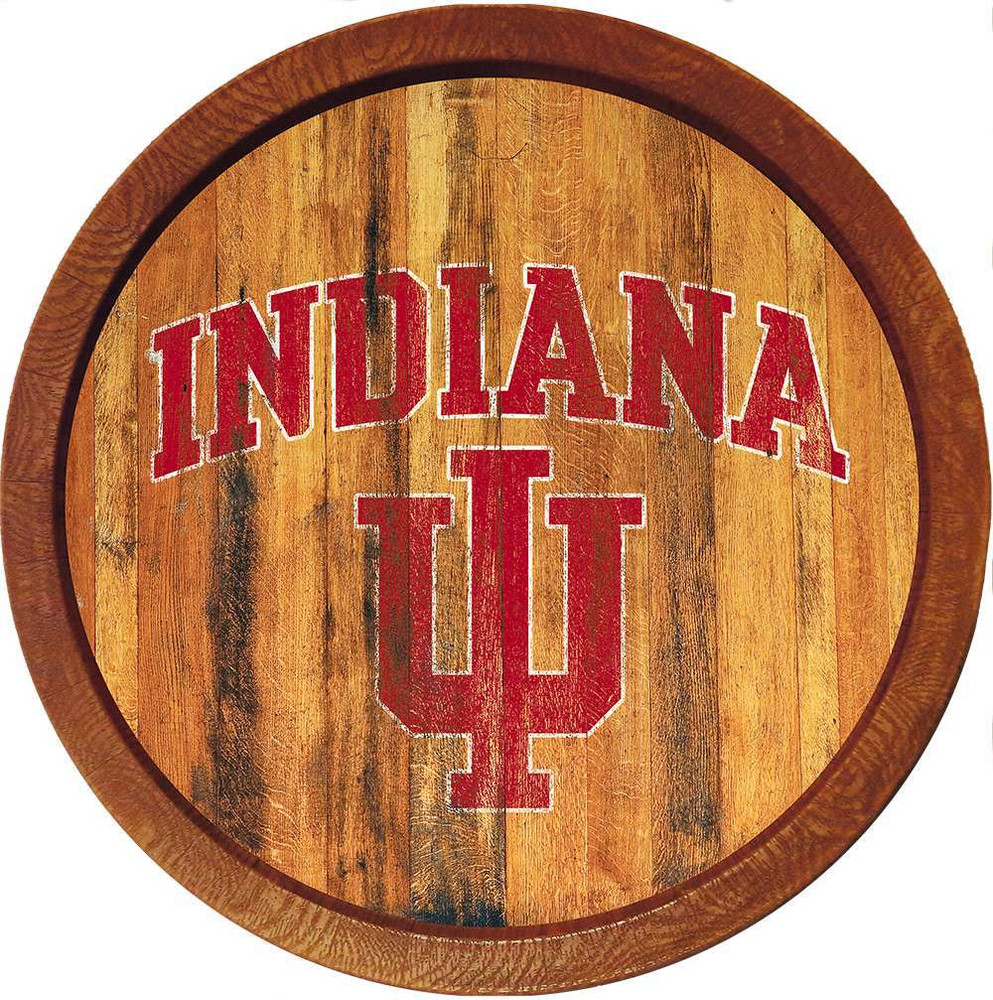 Indiana Hoosiers Weathered Faux Barrel Top Sign | The Fan-Brand | NCINDH-240-03