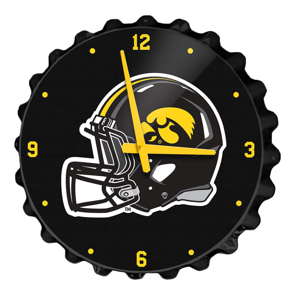 Iowa Hawkeyes Helmet - Bottle Cap Wall Clock | The Fan-Brand | NCIOWA-540-02