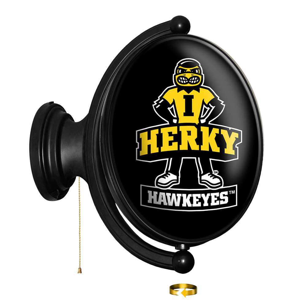 Iowa Hawkeyes Herky - Original Oval Rotating Lighted Wall Sign | The Fan-Brand | NCIOWA-125-02